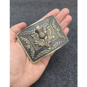 Boucle de ceinture Kilt Thistle écossais pour hommes, boucles de ceinture Highland, accessoires vintage en laiton antique - Product Image 3