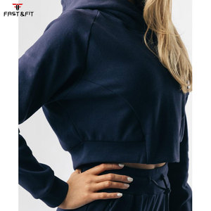 Sudadera Corta de Lona con Capucha y Hombros Caídos, 100% Algodón, Personalizable con Logotipo Frontal, Estilo Urbano para Mujer - Product Image 4