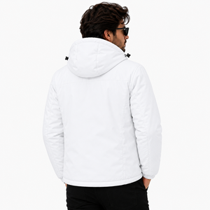 Custom <b>Men's</b> Solid <b>White</b> Hooded <b>Puffer</b> <b>Jacket</b> Waterproof Windproof Winter Insulated Outdoor Thermal Coat Full Zip Parka OEM ODM - Product Image 5