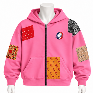Pink Winter <b>Tapestry</b> Patchwork Fleece Zip Hoodie Oversized Hooded Sweatshirt Printed Patch Casual Streetwear Eco-Friendly Unisex - Product Image 1