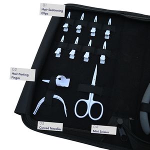 Stainless Steel Professional Hair Extension Tools Kit Sectioning Clips Parting Finger Sewing <b>Needle</b> Thread Cutting Scissor Tape - Product Image 3