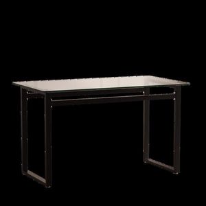 Tavolo da pranzo rettangolare moderno e minimalista da 51 pollici per 4-6 persone con piano in vetro temperato da 0,31 pollici, gambe in metallo cromato nero, stile minimalista - Product Image 5