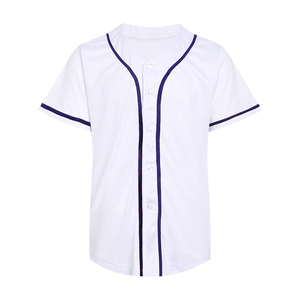 <b>White</b> Baseball Jersey Short Sleeve <b>Button</b> Front Unisex Adult Breathable Polyester Sport Apparel All Seasons Regular Fit - Product Image 1