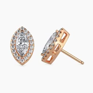 High Quality Marquise And Round Diamond Stud <b>Earrings</b> 14K Gold Elegant Sparkling Jewelry Women Bridal Available In Bulk Quality - Product Image 1