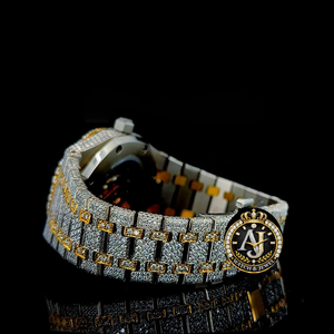 Reloj Mecánico ETA de Lujo Personalizado, Estilo Hip Hop, con Incrustaciones de Moissanita, Brazalete de Acero Inoxidable Totalmente Pavimentado, Dos Tonos - Product Image 1