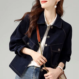 Chaqueta vaquera corta de algodón de una pieza Advanced Sense, ajustada, transpirable, con clip, a la moda, para mujer, Otoño/Invierno 2026, Top de moda - Product Image 5