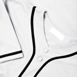 <b>White</b> Baseball Jersey With Black Trim Short Sleeve <b>Button</b> Front Unisex Adult Regular Fit Breathable Polyester Sport Apparel - Product Image 5