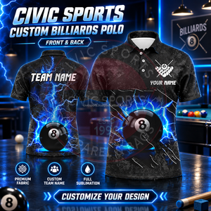 Camiseta de Billar Personalizada con Logotipo, Tela de Poliéster/Algodón, Impresión por Transferencia de Calor, de Alta Calidad, con Bolsillo, para Hombre - Product Image 1