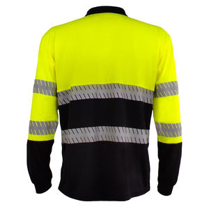 Camiseta polo de trabajo de manga larga con cinta reflectante plateada para hombre, camiseta de seguridad de alta visibilidad para uso en almacenes e industrias. - Product Image 3