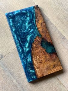 เขียงไม้เรซิ่นลายแม่น้ำสุดหรูสำหรับเสิร์ฟอาหาร เขียงครัวอเนกประสงค์ทำจากไม้เนื้อแข็งผสมเรซิ่นสำหรับทำอาหาร - Product Image 4