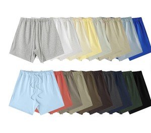 Men's High Vintage Sweat <b>Shorts</b> Knitted Mid Elastic Zipper Fly Casual Summer Loose-Fit Anti-Wrinkle Breathable Cotton Side - Product Image 5