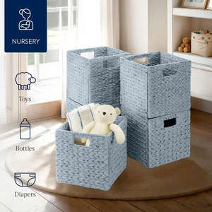 Cestas de Almacenamiento Naturales Hechas a Mano para Organización del Hogar Moderno, Juego de Cestas Plegables Elegantes de Jacinto de Agua - Product Image 3