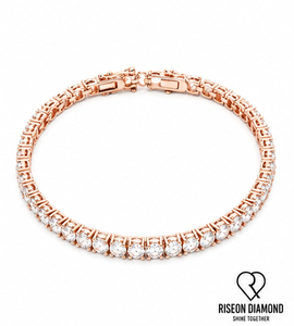 Bracelet tennis en or rose 18 carats avec diamants de laboratoire ronds, bijoux de luxe pour mariages et anniversaires, bracelet scintillant pour tous les jours - Product Image 5
