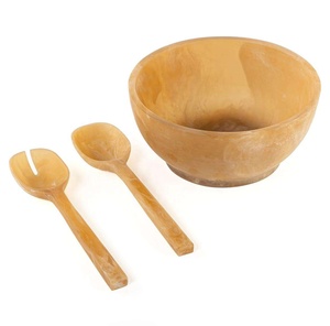 Ensemble de serveurs à salade avec poignées en résine, style marbre blanc, outils manuels pour servir des légumes frais - Product Image 3