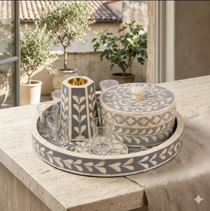 Customize Incense Bakhoor Burner set Ocean Wood Tray Set Featuring Mother Pearl <b>MOP</b> Shell Bakhor Sandalwood Bergamot - Product Image 1