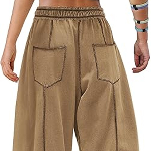 Women Street Style Cargo Sweatpants Wide Leg Pants High Waist <b>Drawstring</b> Casual Loose Fit Joggers - Product Image 6