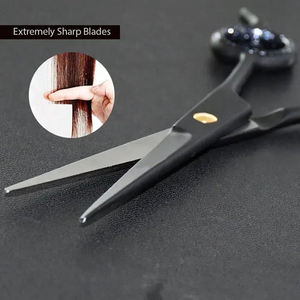 Ciseaux de coiffure professionnels en acier inoxydable noir de 6,5 pouces avec lame tranchante et anneau de maintien amovible - Product Image 5