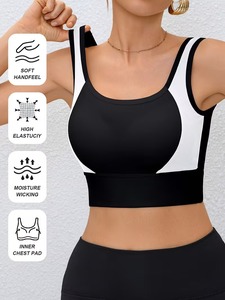 Women Cross Back Open Back Sports Bra Thin Strap Square <b>Neck</b> Yoga Crop Top Removable <b>Padded</b> Gym Workout Active Wear Bralette - Product Image 4