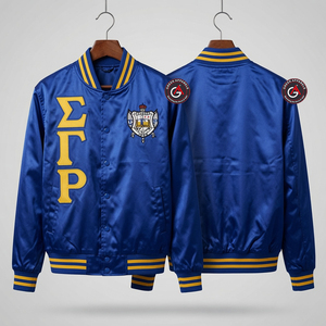 Sigma Gamma Rho Sorors vestes en Satin brodées pour femmes | SGR Sorority veste en soie brodée pour dames Style personnalisé - Product Image 1