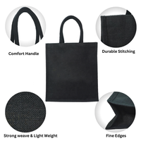 Sac à provisions en jute noir taille personnalisée avec tissu teint de marque privée pour la promotion des entreprises utilisation de la mode et acheteur en gros budgétaire