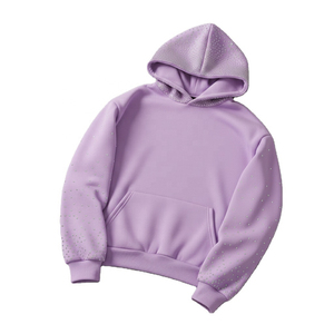 Women's Winter Rhinestone Hoodies 100% Cotton Fleece Lightweight Pullover with Front Custom Logo High Quality Streetwear - Product Image 4