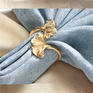 Anneaux de serviette en aluminium moderne à feuilles, écologiques, nouveau modèle, boucle à mouchoirs, mariages, fêtes, hôtels, banquets, repas à domicile - Product Image 2