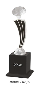 Metal <b>Trophy</b> With Diamond Top Gold Silver Bronze Base Logo Engraved Sports Award with wooden black base - Product Image 5
