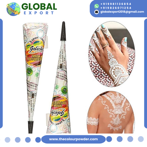 Nuevos Conos y Tubos de Henna Blanca de Tendencia, Fórmula Herbal para Delinear Mehndi, Amigable con la Piel, Certificado para Exportación, para Desfiles de Moda y Sesiones de Fotos - Product Image 4