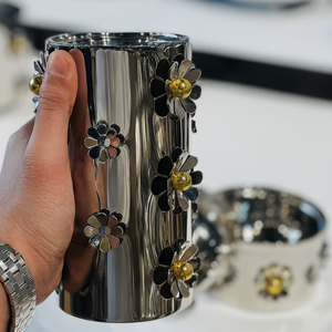 Luxury Silver Metal <b>Bakhoor</b> Burner with 3D Floral Embellishments Modern Arabic Incense Burner for <b>Oud</b> and Resin Frankincense - Product Image 5