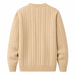 Men's Beige Knitted <b>Pullover</b> <b>Sweater</b> Full Sleeve Solid Color Autumn Wear Anti Wrinkleled And Fully Customizable Knitted <b>Sweater</b> - Product Image 2