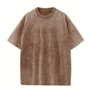 เสื้อยืดโอเวอร์ไซส์คุณภาพสูง สีน้ำตาล คอกลม ไซส์ใหญ่ แขนสั้น สำหรับกิจกรรมกลางแจ้ง ป้องกันแสงแดด ลายฟอกสี สำหรับผู้ใหญ่ - Product Image 1