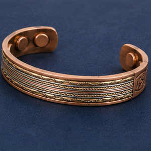 Pure Copper Tribal Diamond Engraved Magnetic Open Cuff Therapy Bracelet Exquisite Craftsmanship Promotional <b>Novelty</b> Gift - Product Image 2
