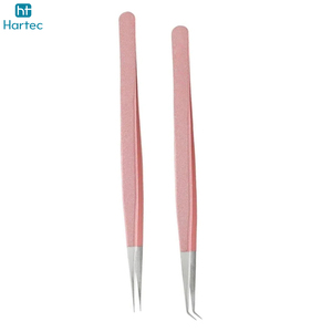 2026 Custom Logo Wholesale High Quality Premium Pink Matte Eyelash Extension Tweezers Set Stainless Steel Volume Lash Tweezers - Product Image 2
