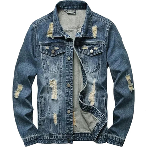 Veste en jean pour homme, fermeture à boutons, coupe ajustée, décontractée, en coton, style classique streetwear, vêtement d'extérieur élégant et tendance - Product Image 1