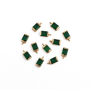 <b>Emerald</b> Quartz Baguette <b>Pendant</b> Charm Gold Plated Gemstone Jewelry Connector for Necklace Making - Product Image 4