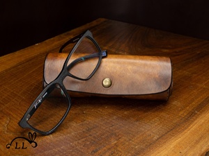 Vintage Cowhide Leather <b>Glasses</b> <b>Case</b> Luxury Handmade Pouch Slim Soft <b>Reading</b> Spectacles Protector Cover Bag LGC-0067 - Product Image 2