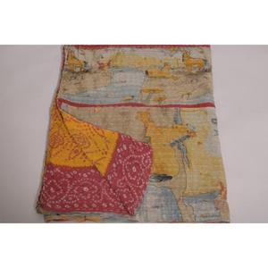 Vintage Kantha <b>Quilt</b> Handmade Printed Floral Cotton Washable Reversible Indian Boho Bedspread Eco Friendly Decor - Product Image 6