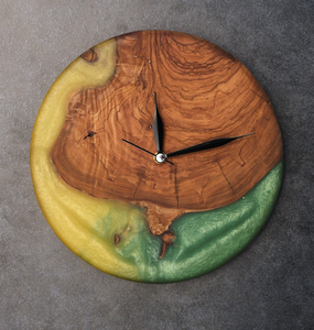 Luxury Resin Wood <b>Wall</b> <b>Clock</b> with Needle Display <b>Modern</b> Design 25mm Thick Plate for Wedding Occasions - Product Image 1