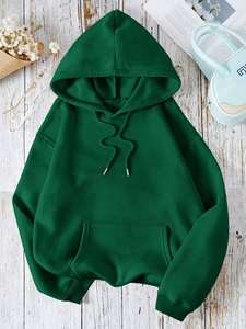 Sudadera con capucha extragrande para mujer, color verde oscuro, informal, de forro polar suave, para uso diario, moda de invierno. - Product Image 2