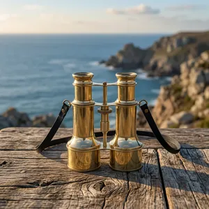 <b>Vintage</b> Antique Brass Marine Binoculars with Leather Cover Nautical Decorative Binoculars Maritime Collectible <b>Desk</b> Decor Gift - Product Image 6