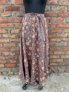 Indian Hand Block Printed White Cotton Long <b>Skirt</b> Dress for Women Casual Style Waistband Breathable <b>Elastic</b> <b>Waist</b> <b>Skirt</b> - Product Image 6