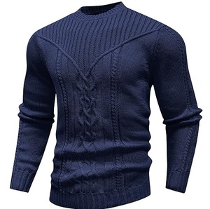 100% Premium Daily Wear Blue Color Waffle Texture Long Sleeve Crew Neck <b>Thermal</b> <b>Top</b> Unisex Soft Jacquard <b>Thermal</b> Knit Sweatshirt - Product Image 1