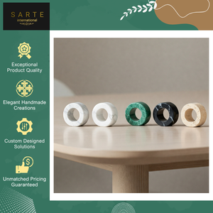Top Notch Quality Eco-Friendly Luxury Handcrafted Dining Tableware <b>Travertine</b> Stone Napkin Rings Customized Color Stocked Modern - Product Image 3