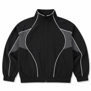 Most Demanding Custom Logo Black Men's Nylon <b>Wind</b> <b>Breaker</b> Panel With Pants Sets For Summer Quick Dry Streetwear Zipper Jackets - Product Image 2
