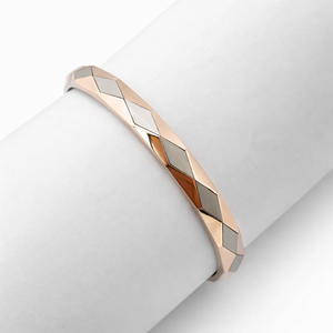 18ct Rose Gold Two Tone Geometric Faceted <b>Bangle</b> Bracelet for <b>Men</b> Minimalist Modern Design Luxury Gents Jewelry Daily Wear Party - Product Image 1