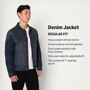 Men's Dark Blue Denim Jacket Regular Fit Button Front Stonewashed Casual Style Solid Color Autumn Wear - Product Image 6