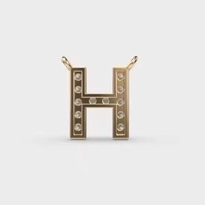 จี้เพชรทรง H ใหม่ ประดับด้วยโมอิสซาไนต์แท้ จี้ฮิปฮอปสำหรับผู้ชาย งานฝีมือประณีต โมอิสซาไนต์แท้ ผลิตภัณฑ์ทำมือ - Product Image 1