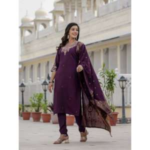 Ensemble Kurti Pantalon Dupatta pour femmes - Tenue élégante en trois pièces - Product Image 5