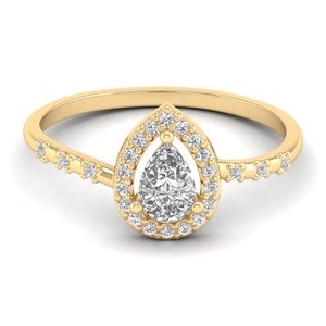 Anillo Halo de Moissanita con Corte Pera de 0.61 Quilates en Oro Sólido de 14K, Precio al por Mayor REYES, para Mujer, Joyería Fina Clásica con Certificación GRA - Product Image 6