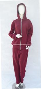 Conjunto Deportivo Casual de Dos Piezas para Mujer, Color Borgoña, Corte Regular, Felpa de Algodón, Diseño Personalizado, Ropa Deportiva al Por Mayor - Product Image 2